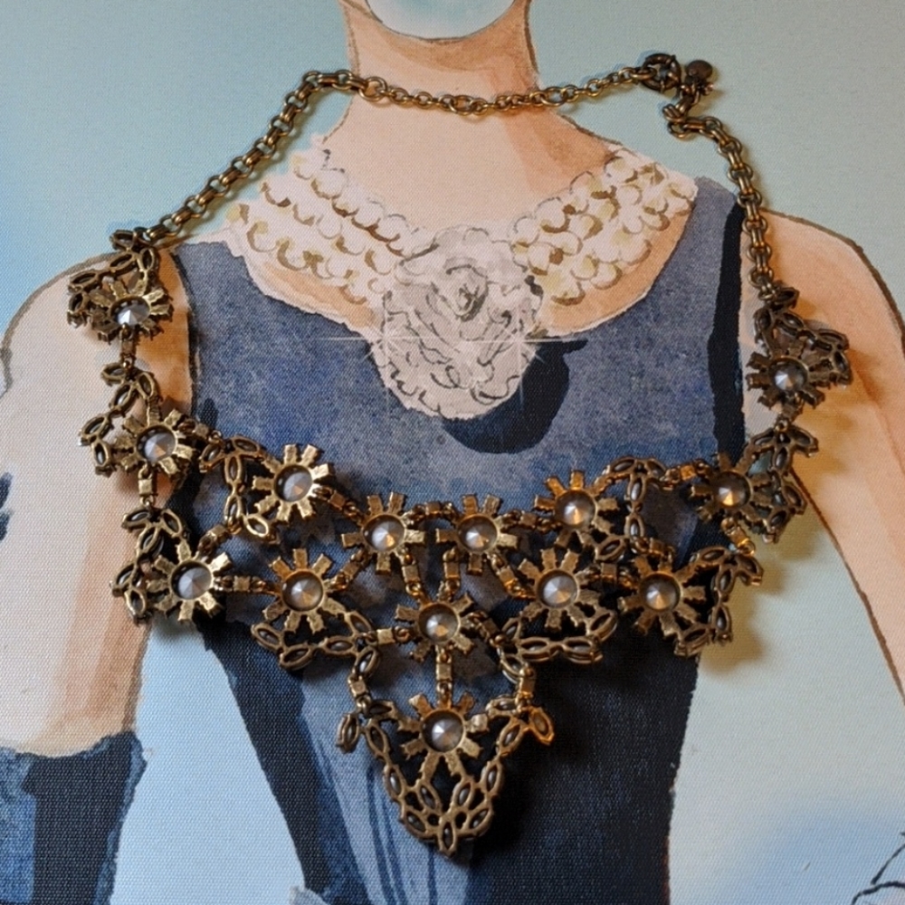 Euc J.Crew Statement Rhinestone Necklace - image 7